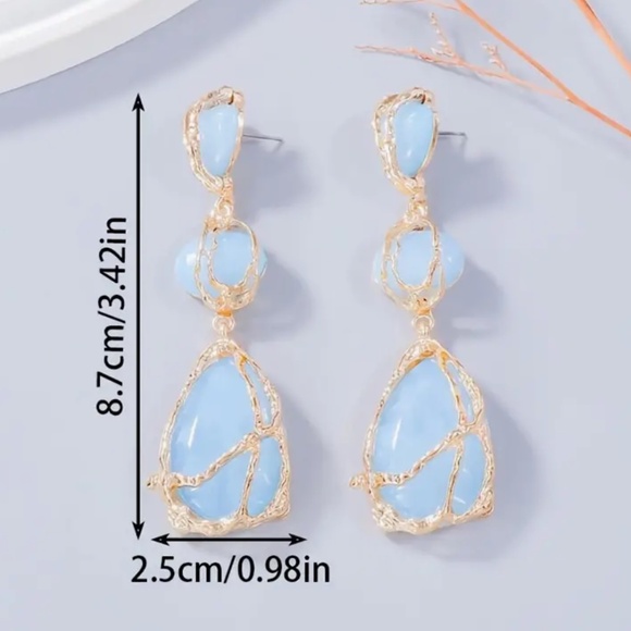 Boho Jewlery  Teardrop Texture Bohemian  Earrings, - Picture 2 of 5